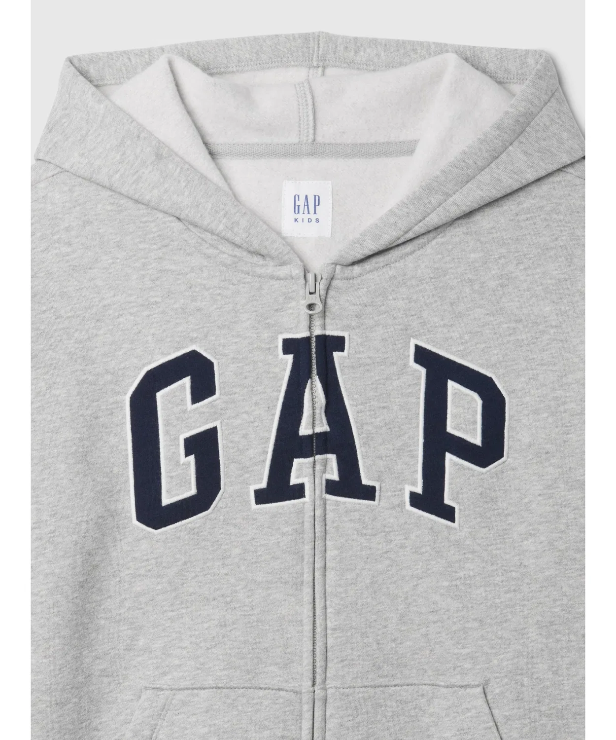 Детская куртка-худи Gap с логотипом, на молнии, светлый серый — фото 3