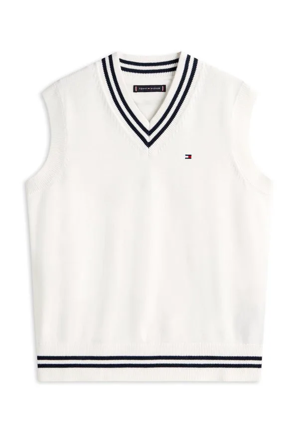 Базовый свободный свитер-жилет из ребристой вязки. Tommy Hilfiger, Ivory — фото 4
