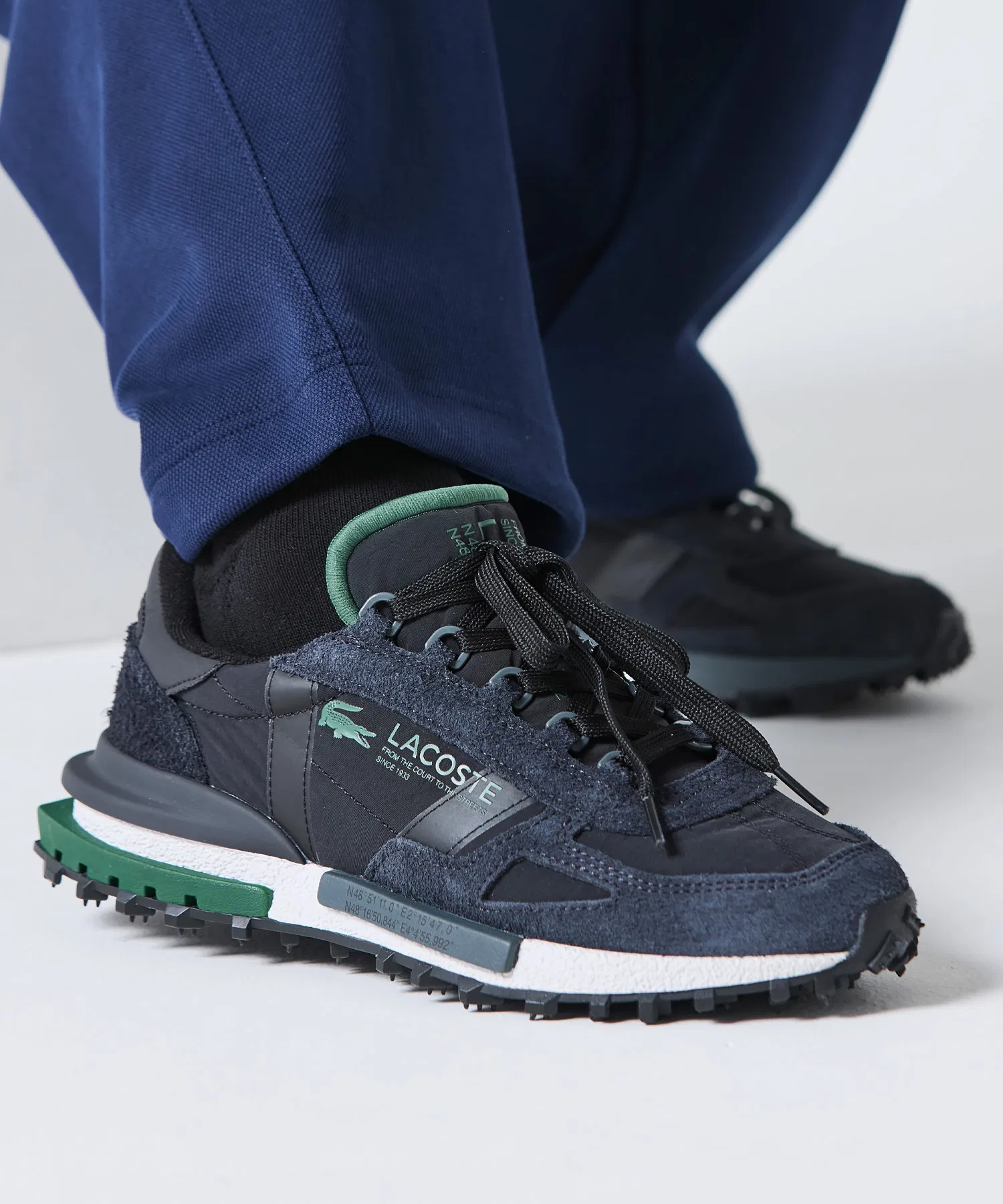 Мужские кроссовки ELITE ACTIVE 1262 LACOSTE чёрные с белым