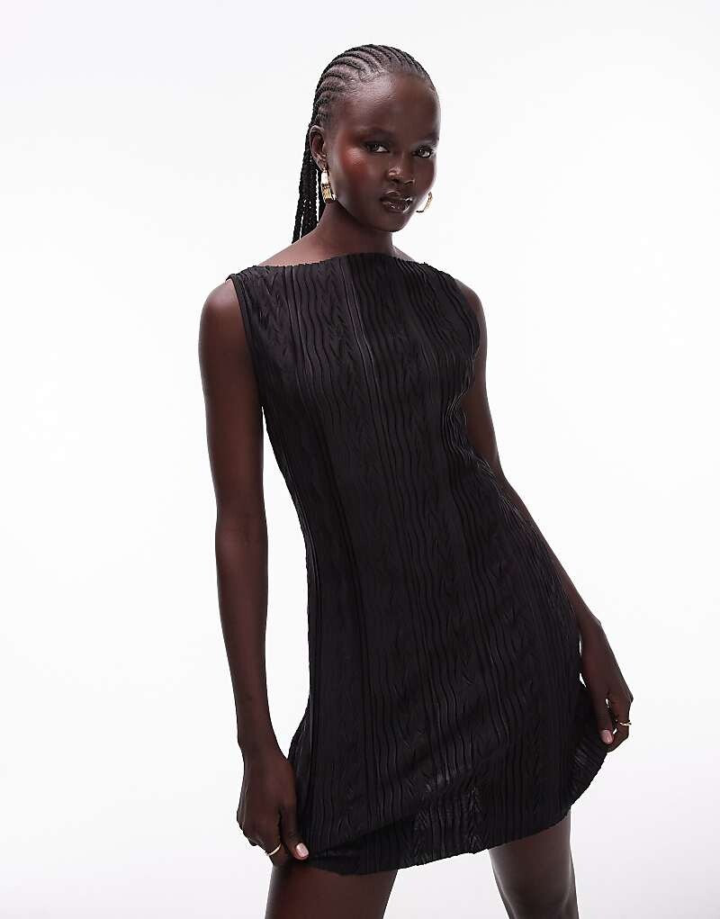 

Topshop – Черное короткое платье со складками и складками