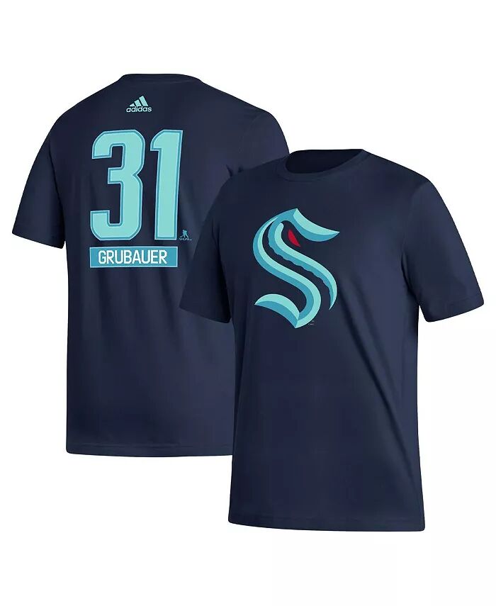 

Мужская футболка Philipp Grubauer Navy Seattle Kraken Fresh с именем и номером adidas