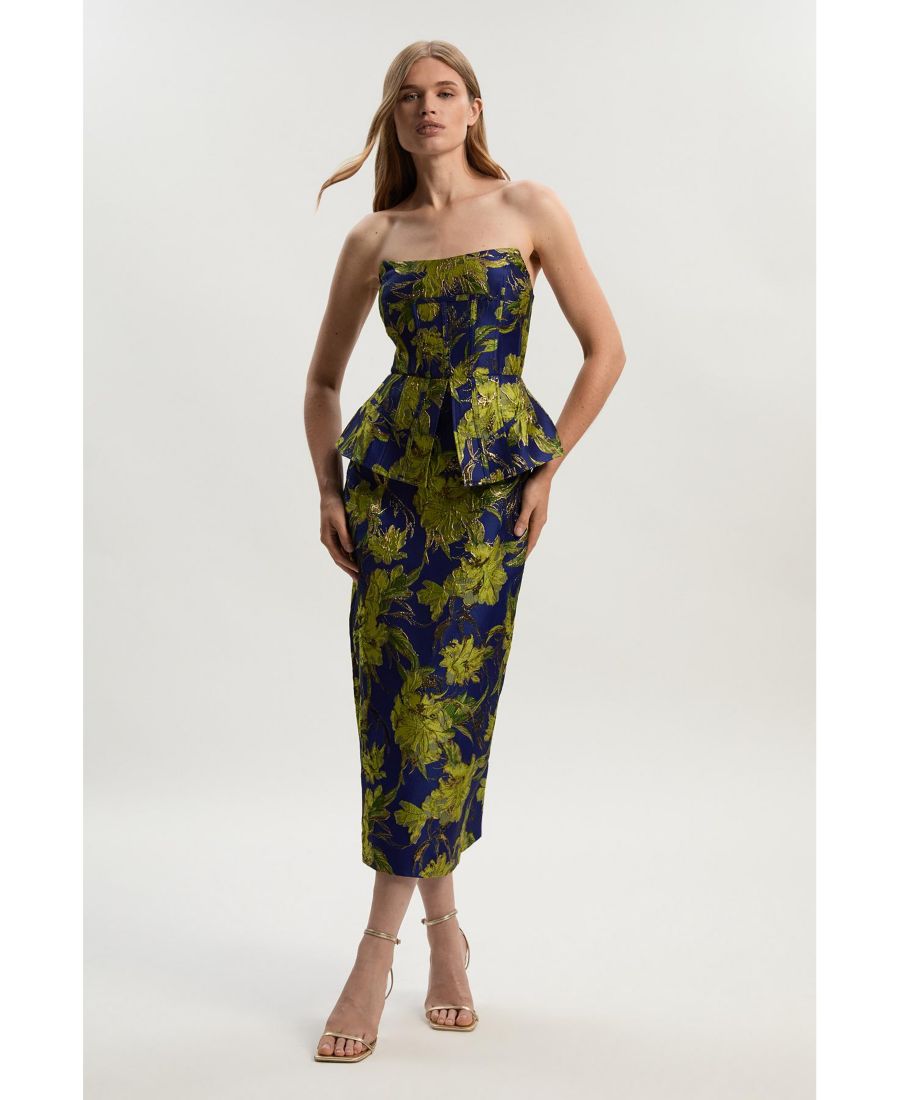 

Платье-футляр миди с цветочным жаккардом для невысоких девушек Karen Millen, Multi