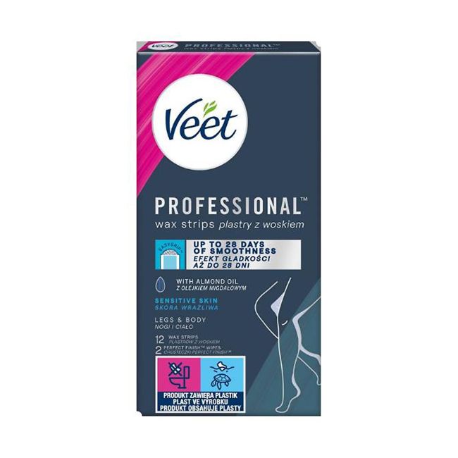 

Восковые полоски Easy-Gel для депиляции чувствительной кожи тела и ног (12 шт.) Veet