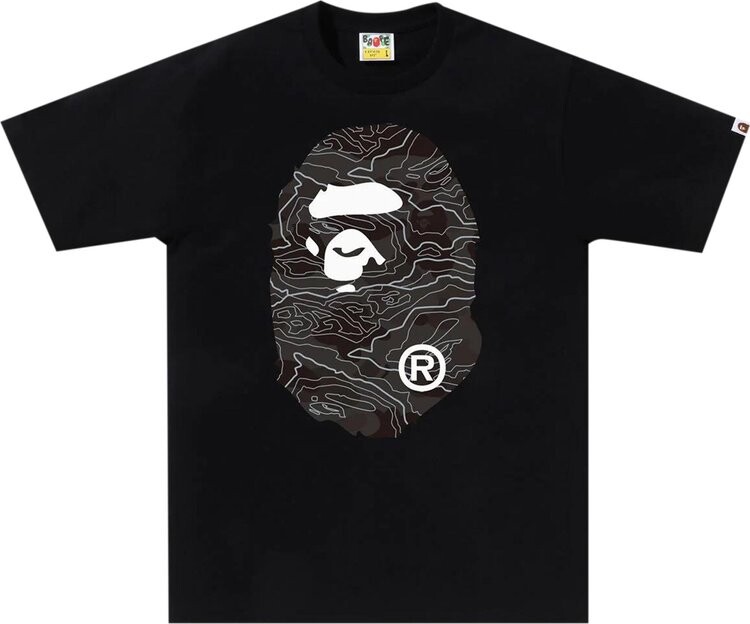 

Футболка BAPE Layered Line Camo Big Ape Head 'Black/Black', черный