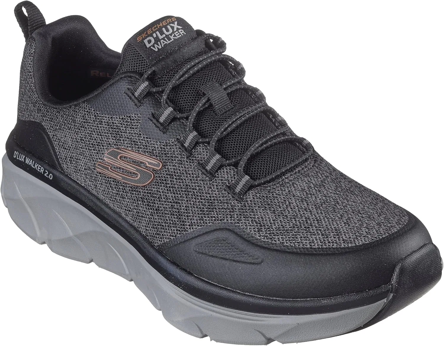 Кроссовки Skechers D'lux Walker 2.0 Steadyway для мужчин, Black Mesh Synthetic Charcoal Trim — фото 4