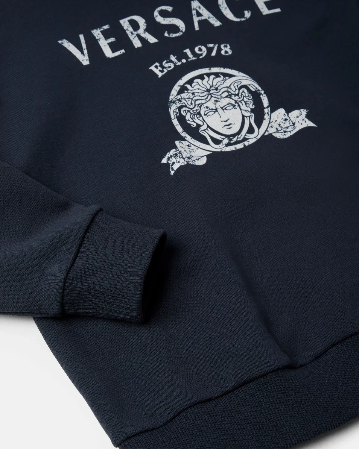 Детская толстовка из хлопкового трикотажа с принтом Versace, синий — фото 4