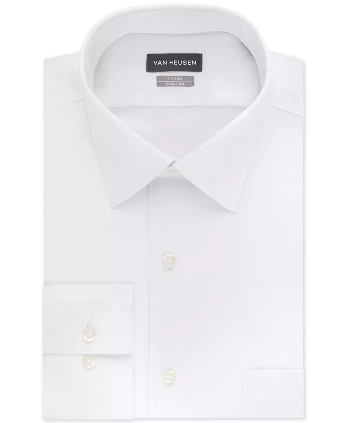 

Мужская приталенная рубашка из эластичного несминаемого атласа Van Heusen, белый
