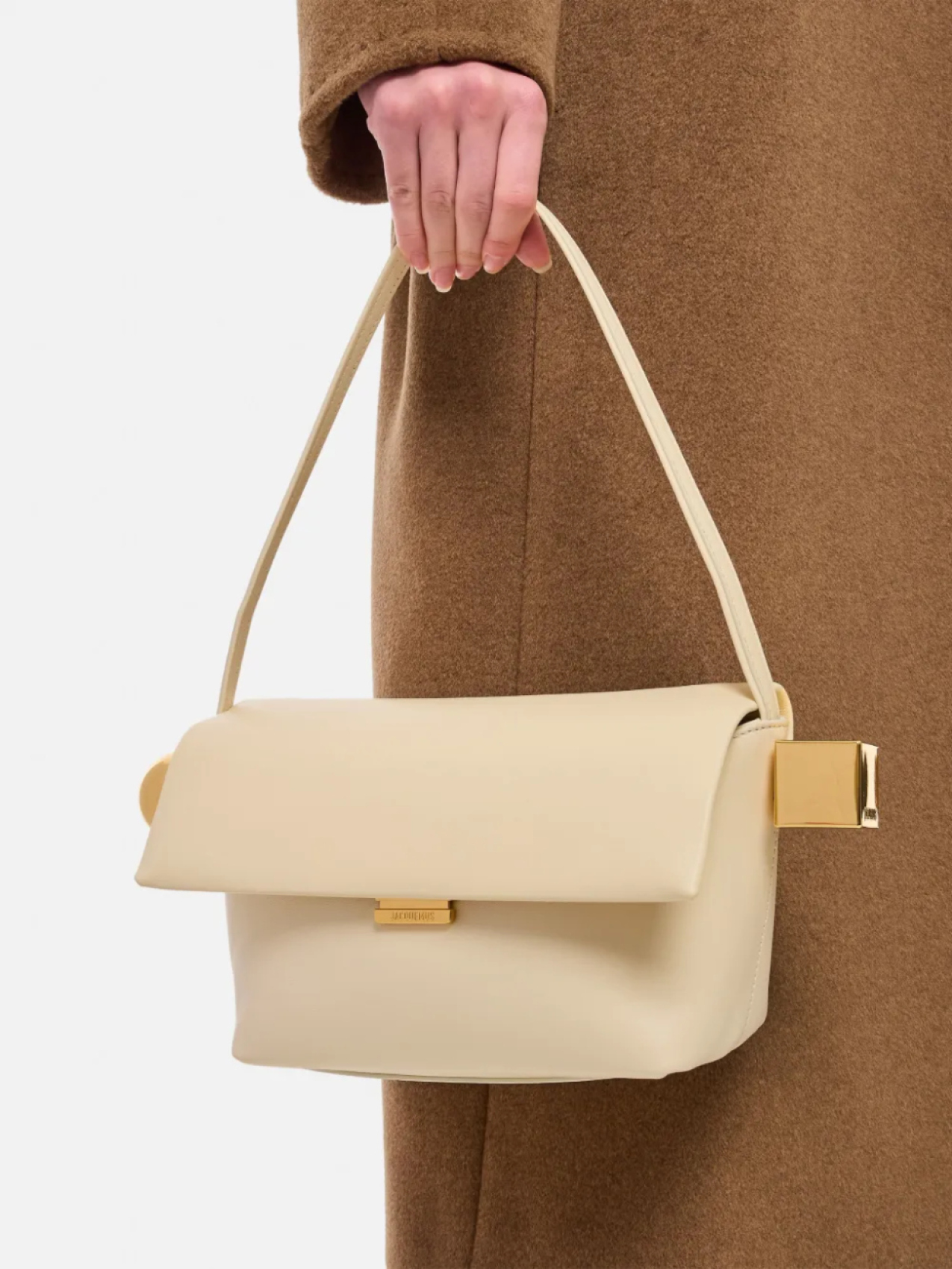 Сумка через плечо из кожи Jacquemus с металлической застежкой, нейтральный — фото 2