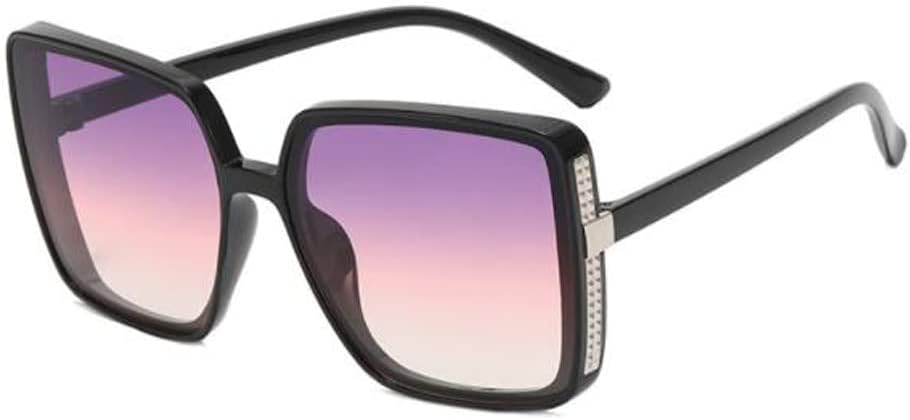 

Солнцезащитные очки квадратной формы с крупной оправой для женщин и мужчин, пляжные солнцезащитные очки с защитой от УФ-излучения (ярко-черная оправа, верхняя часть с фиолетовым нижним краем) Weloveushop, Purple