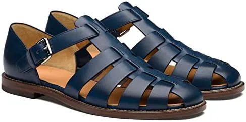 

Европейские и американские мужские сандалии типа "Fisherman", летние кожаные повседневные дышащие ботинки-«баоту» Vannida, синий