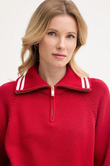 Свитер свободного кроя с короткой молнией Tommy Hilfiger, красный — фото 4