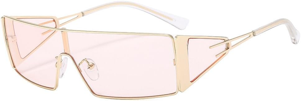 

Модные панк-солнцезащитные очки прямоугольной формы для женщин, ретро-стиль, роскошная золотая оправа, солнцезащитные очки с защитой от УФ-излучения UV400 TKKTLLT, Gold Pink