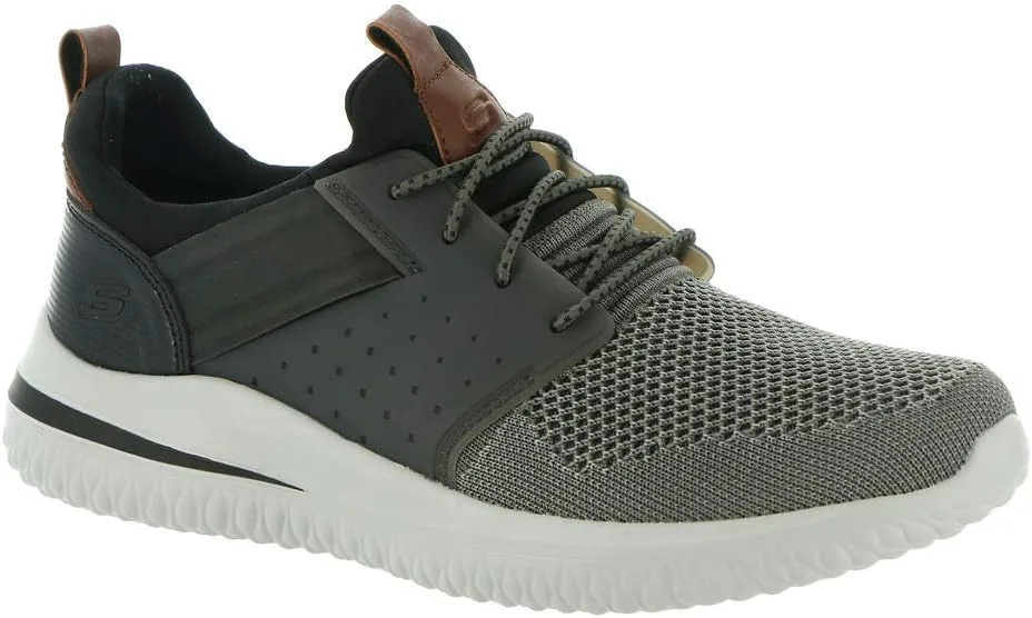 Мужские походные кроссовки Skechers с вязаным верхом и шнуровкой на резинке, черный/серый — фото 2
