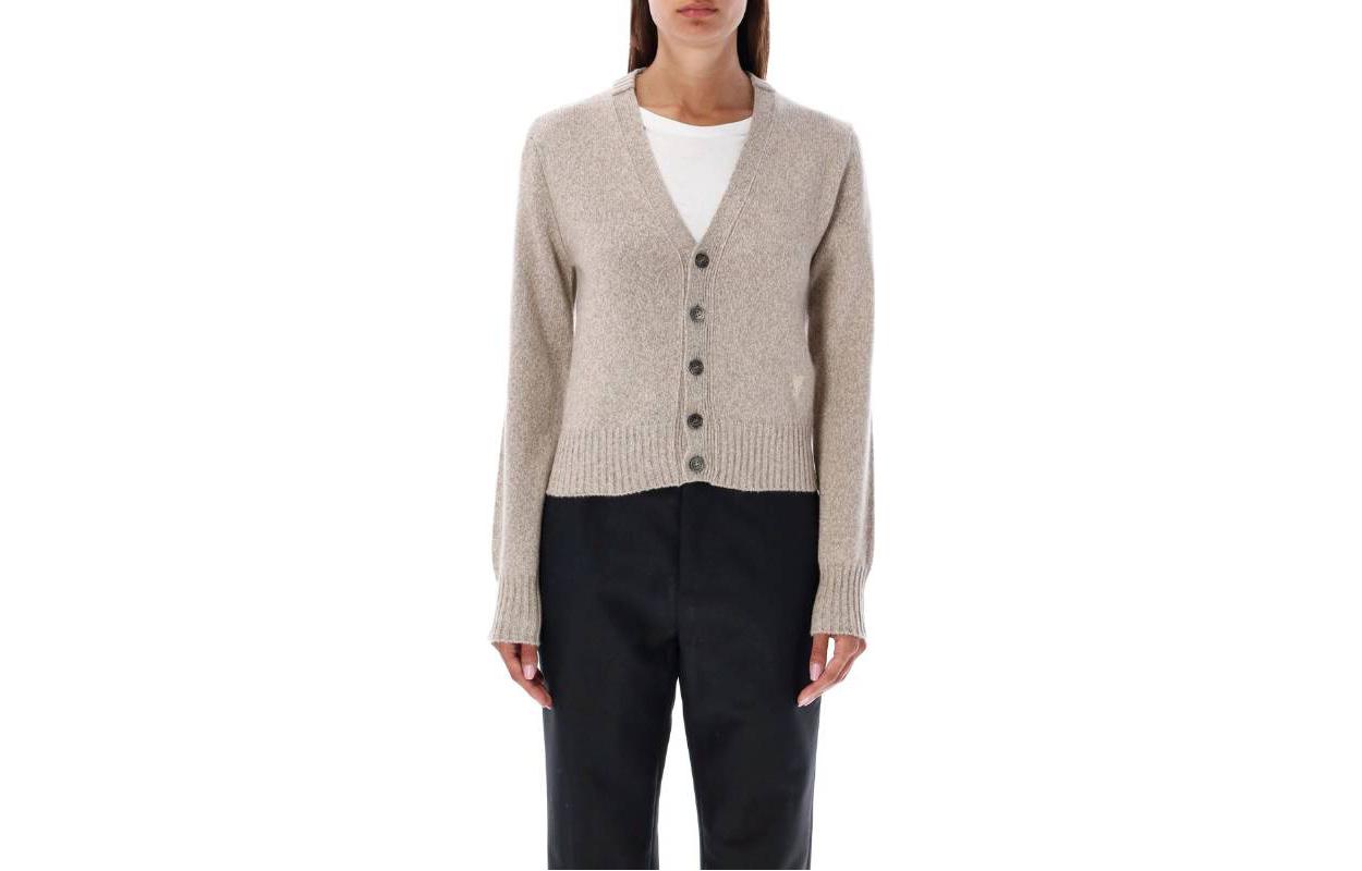 

Кардиган из кашемира с вышивкой в виде сердца AMIPARIS, экрю