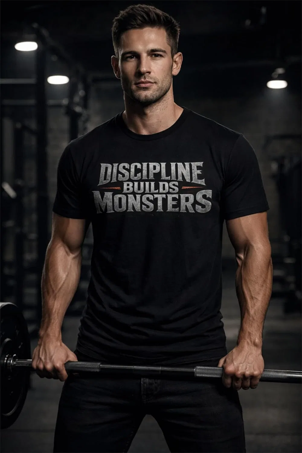 Футболка для тренировок Discipline Builds Monsters - темная мотивация для зала GENERIC, Cvc Charcoal — фото 3