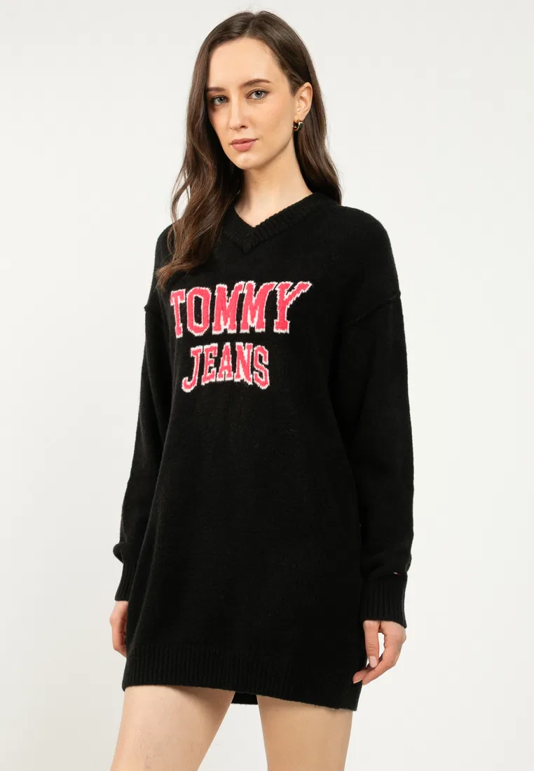 Платье-свитер, оверсайз, Tommy Jeans Tommy Hilfiger, черный