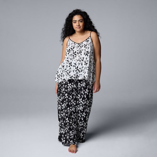 

Комплект из майки и пижамных штанов из простой ткани больших размеров Simply Vera Vera Wang, цвет white texture