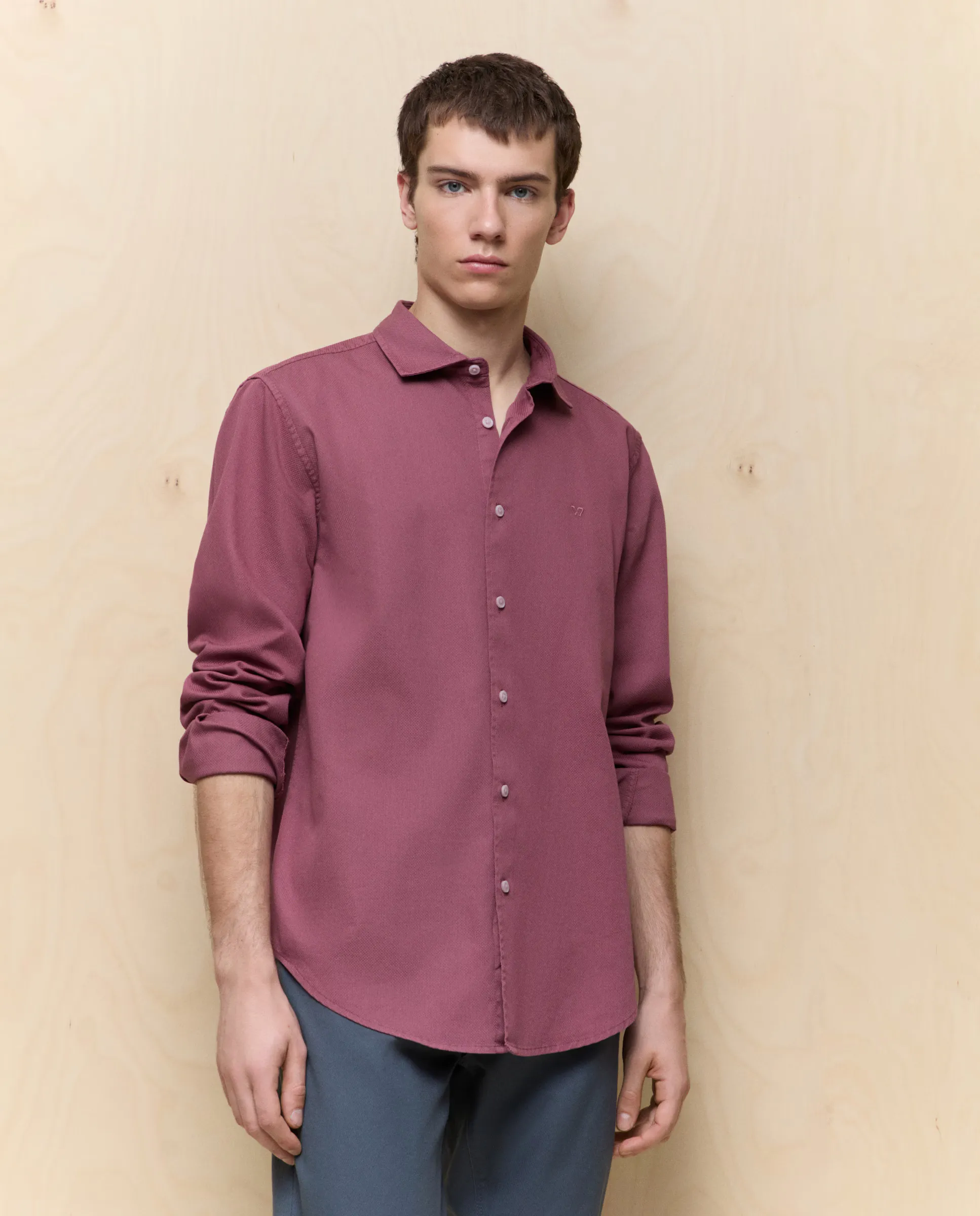 

Мужская рубашка с длинным рукавом garment dyed Easy Wear, цвет Buganvilla