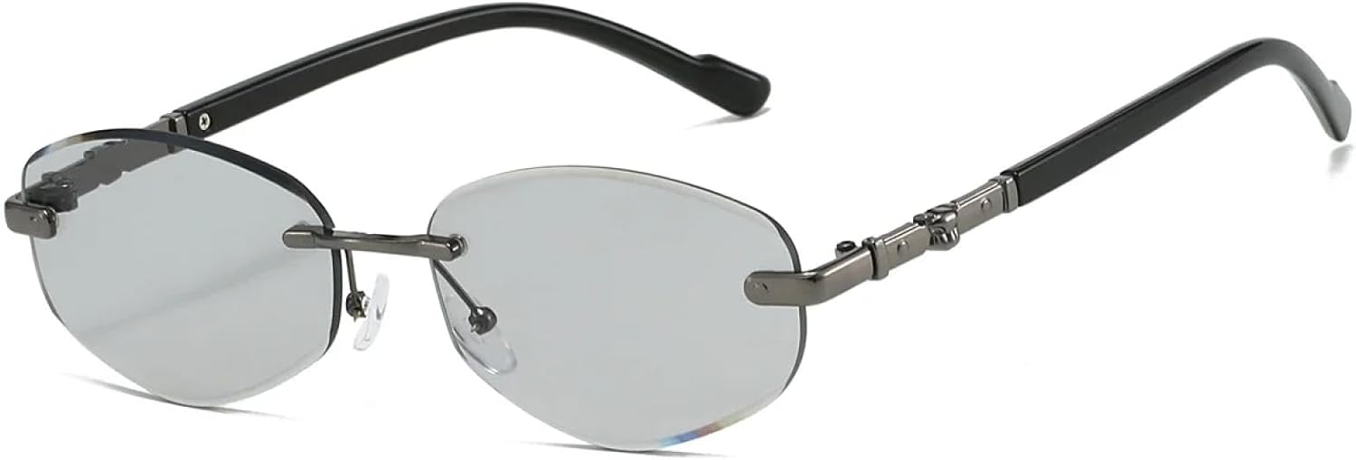 

Модные безободковые металлические солнцезащитные очки в форме многоугольника для женщин, очки для вождения, стильные солнцезащитные очки с градиентным переходом для пляжа TKKTLLT, Gun Gradient Grey