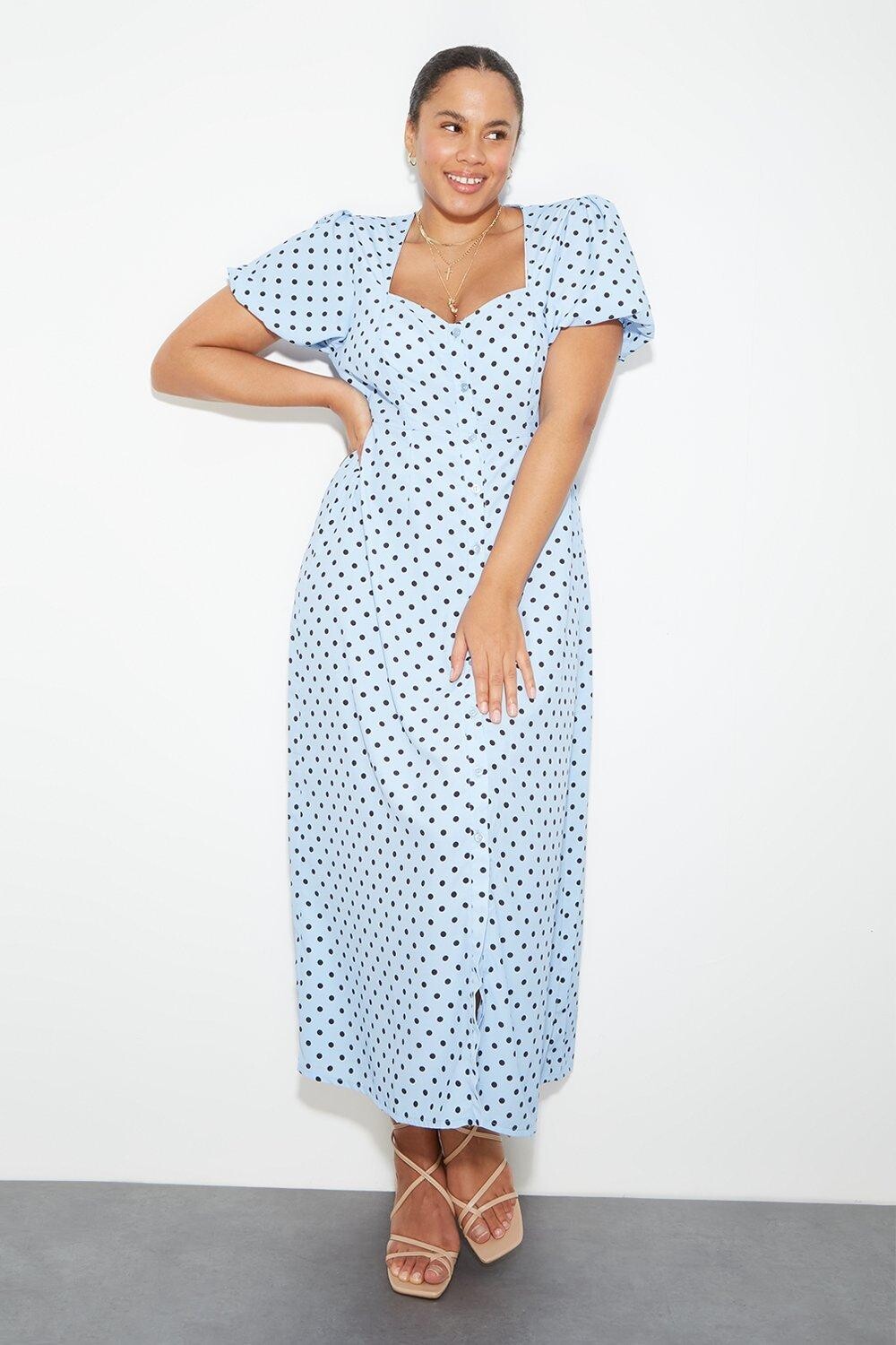

Платье миди на пуговицах Curve Kitty Spot Dorothy Perkins, синий