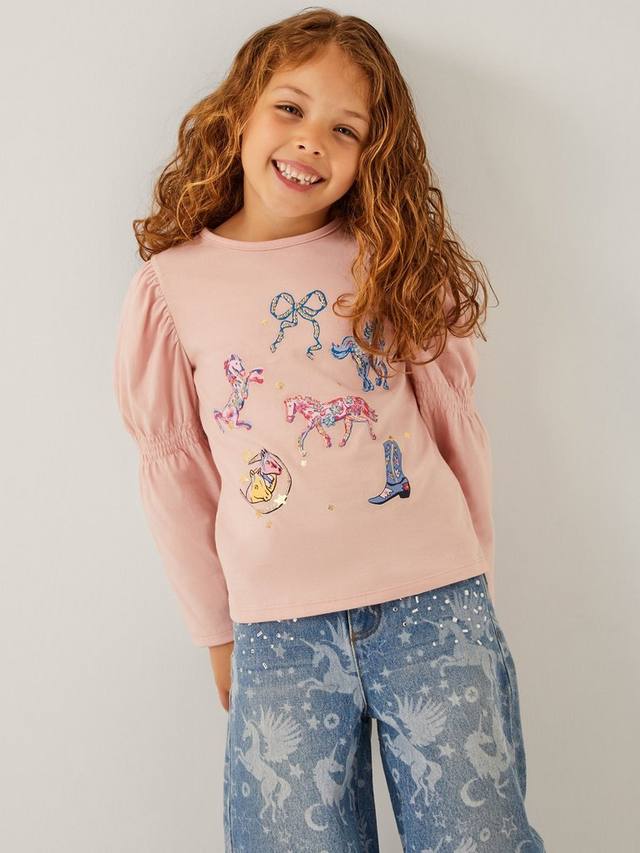 

Детская хлопковая рубашка в ковбойском стиле с длинными рукавами Monsoon, Pink