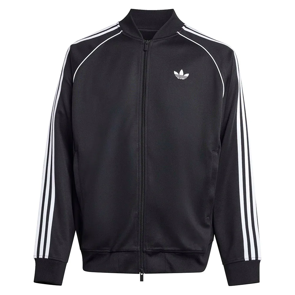 Толстовка adidas Originals SST Oversized из вельвета на молнии, черный — фото 3