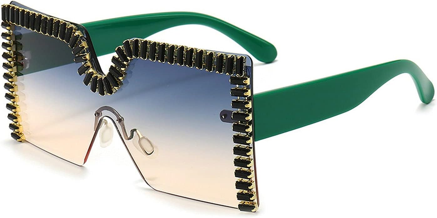 

Солнцезащитные очки COTIA Oversized для женщин и мужчин, без оправы, квадратная форма, ромбовидный дизайн, большая квадратная оправа, многоцветные, разноцветные, Green Pink