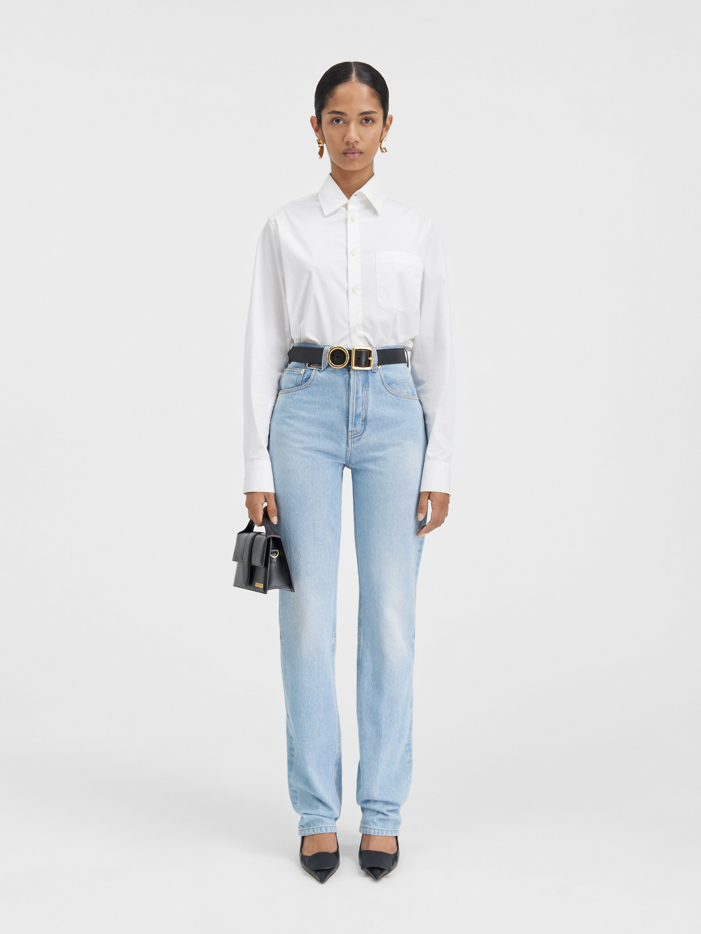 

Джинсы прямого кроя JACQUEMUS The straight de-Nîmes denim pants, цвет Light Blue/Tabac