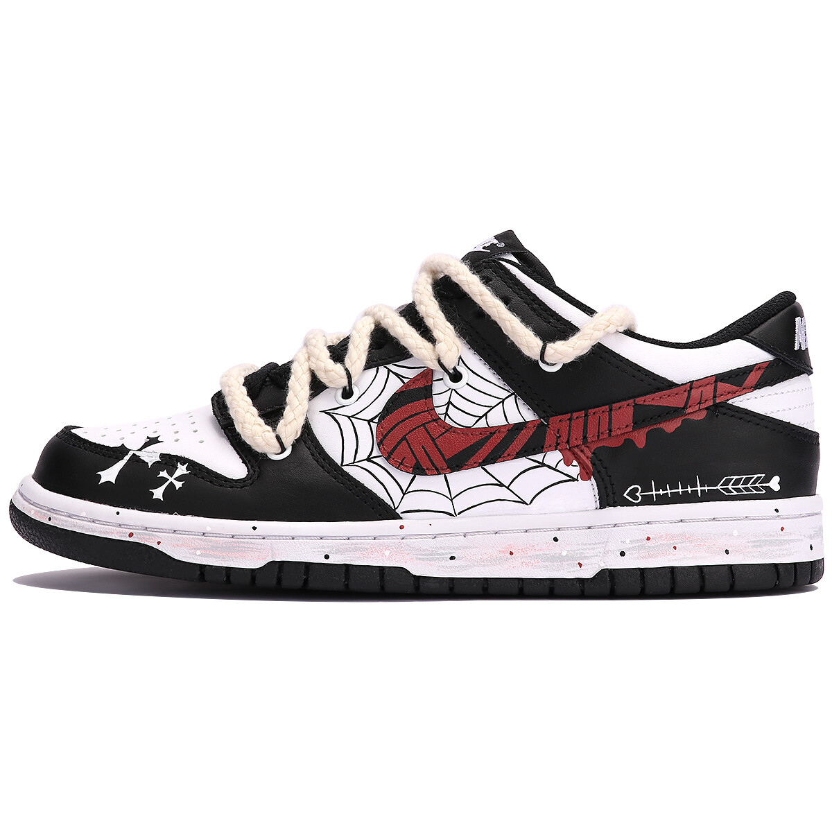 

Кроссовки Nike Dunk Skateboarding Shoes Women's Low-top Black/White/Red, черный/белый