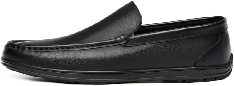 Лоферы кожаные Loafers for Men Solid Color Leather Loafer Shoes Lightweight Flat Heel Comfortable Walking Slip-on, Black SayfuR — фото 3