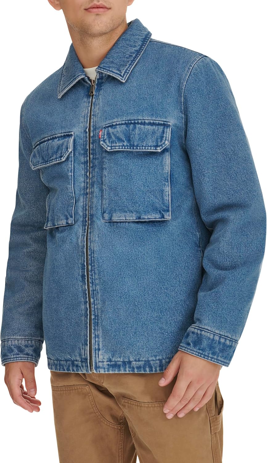 Мужская рабочая куртка Levi's с двумя нагрудными карманами, Medium Wash Denim Filled — фото 3