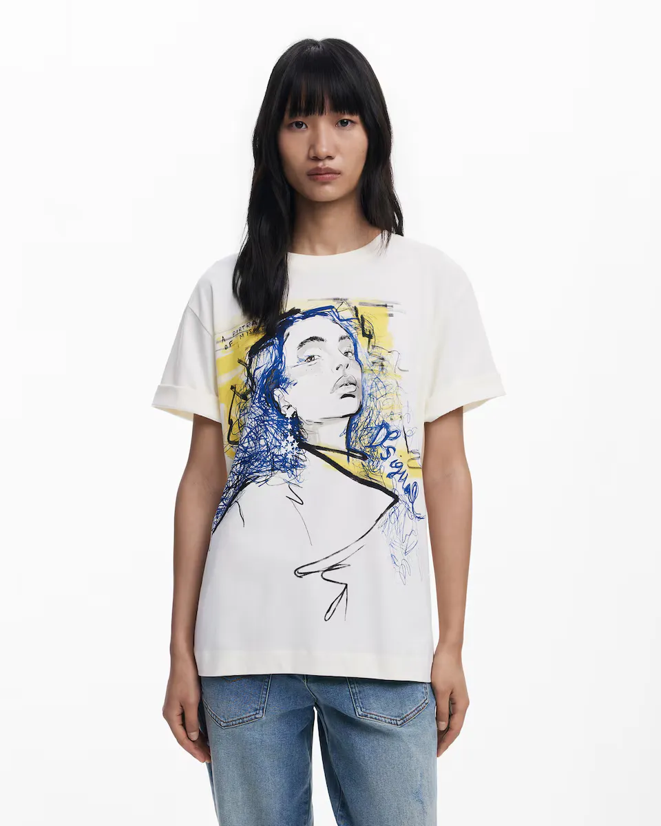 

Женская футболка с портретом Desigual, белый