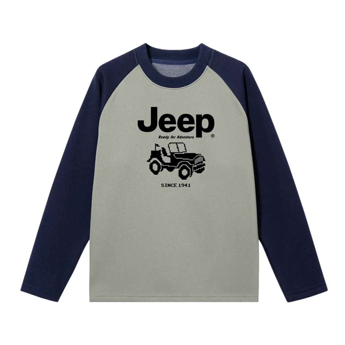 Свитшот детский с круглым вырезом утепленный Grade School Jeep, Black White — фото 3