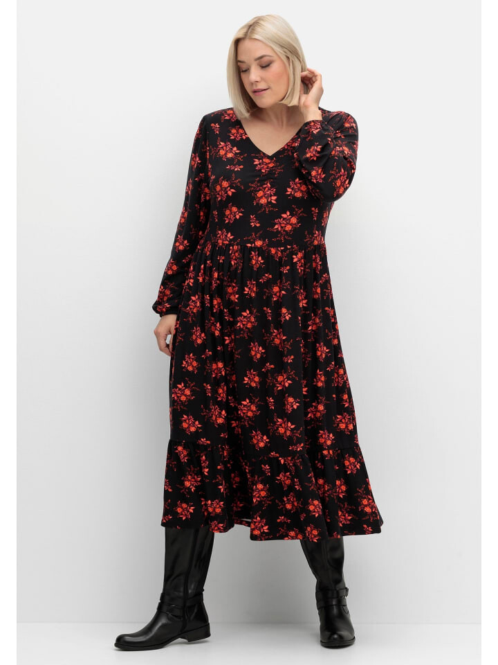 

Платье до колена sheego by Joe Browns Jerseykleid, цвет schwarz gemustert
