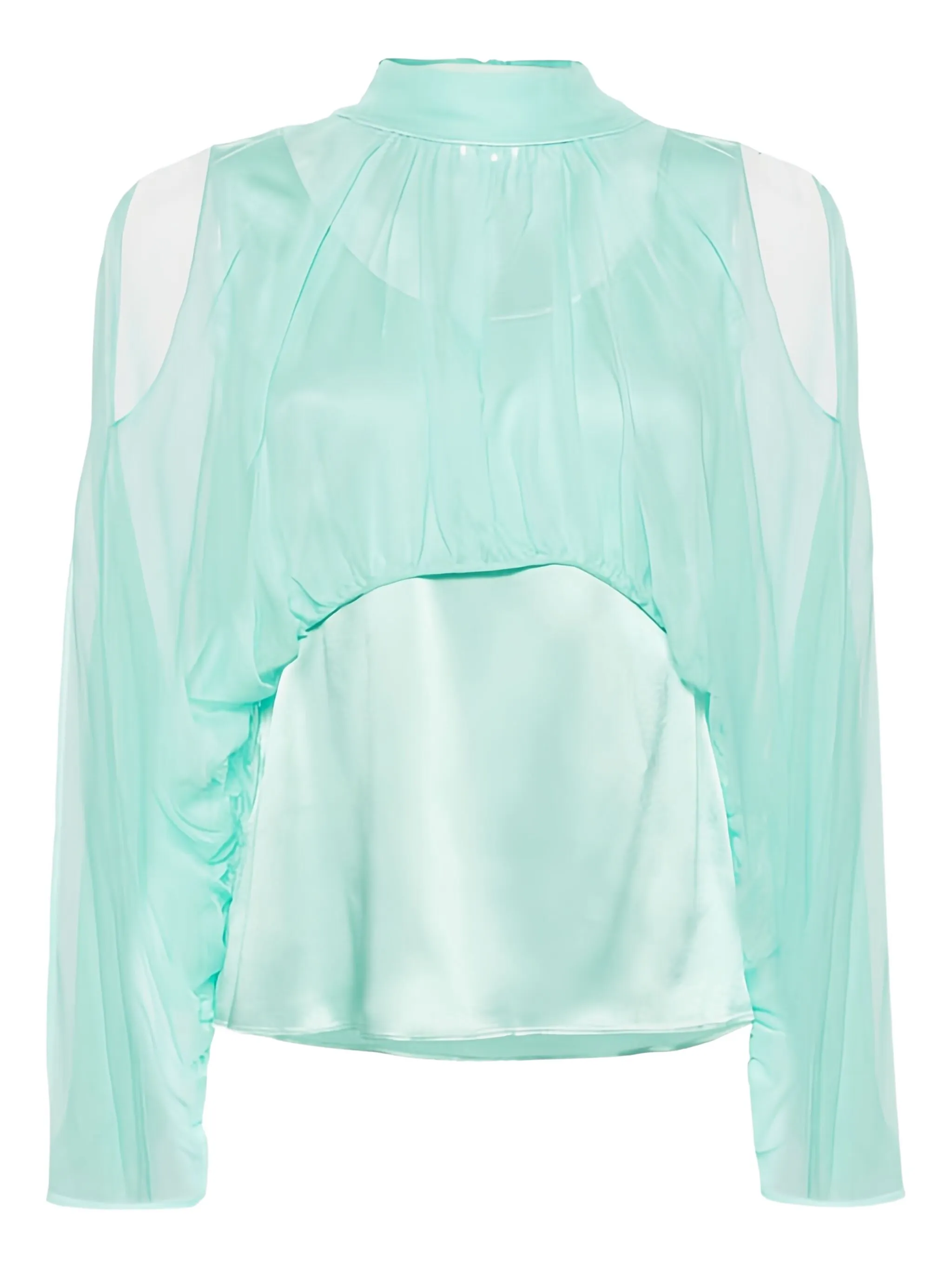 

Блузка с высоким воротником и открытыми плечами Alberta Ferretti, синий