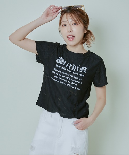 

Футболка с английским логотипом и эффектом потертости GORGE, черная