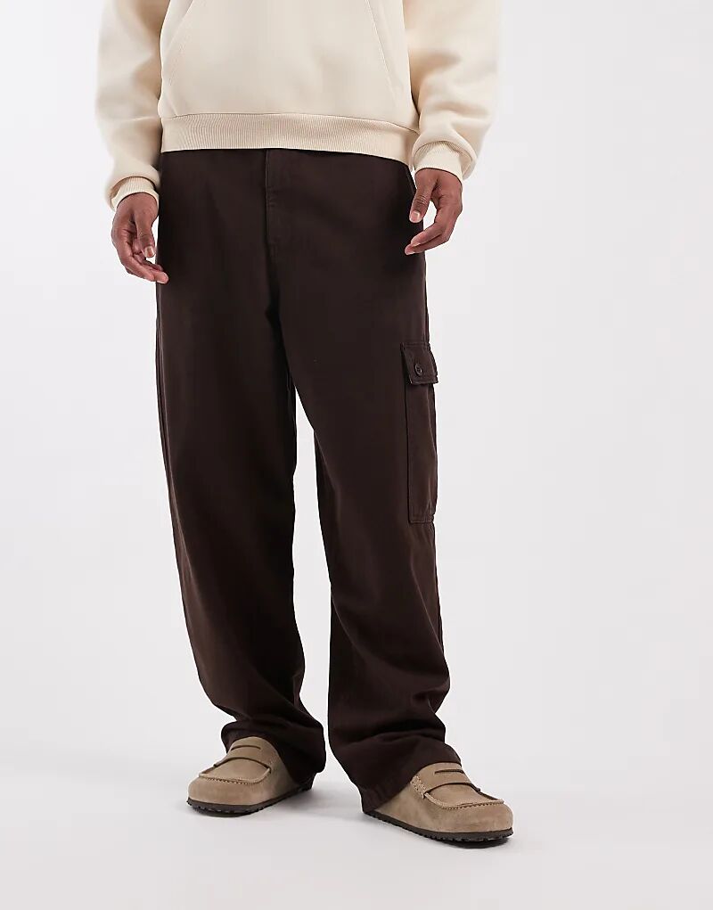 

Свободные брюки-карго прямого кроя ASOS DESIGN коричневого цвета