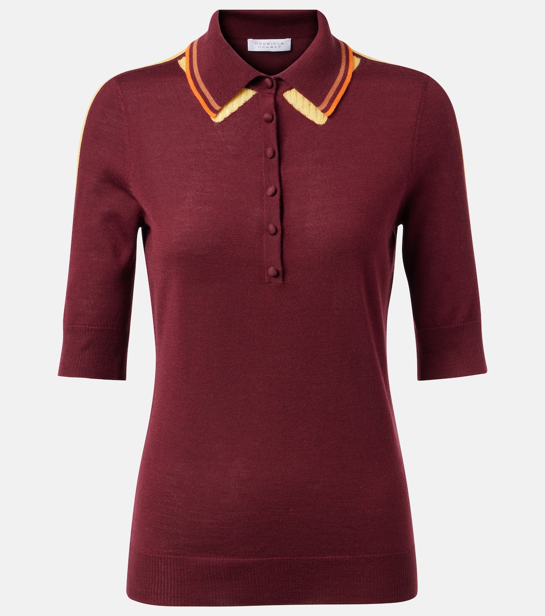

Свитер-поло Wendelyn из кашемира и шелка Gabriela Hearst, Merlot Multi