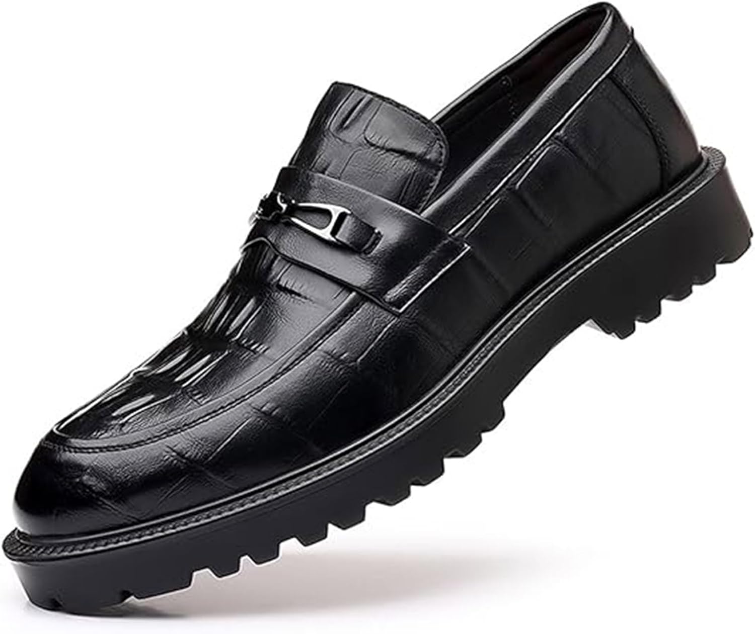 

Мужские повседневные лоферы - натуральная кожа, без застежек - нескользящие офисные туфли Xinduoyu, черный