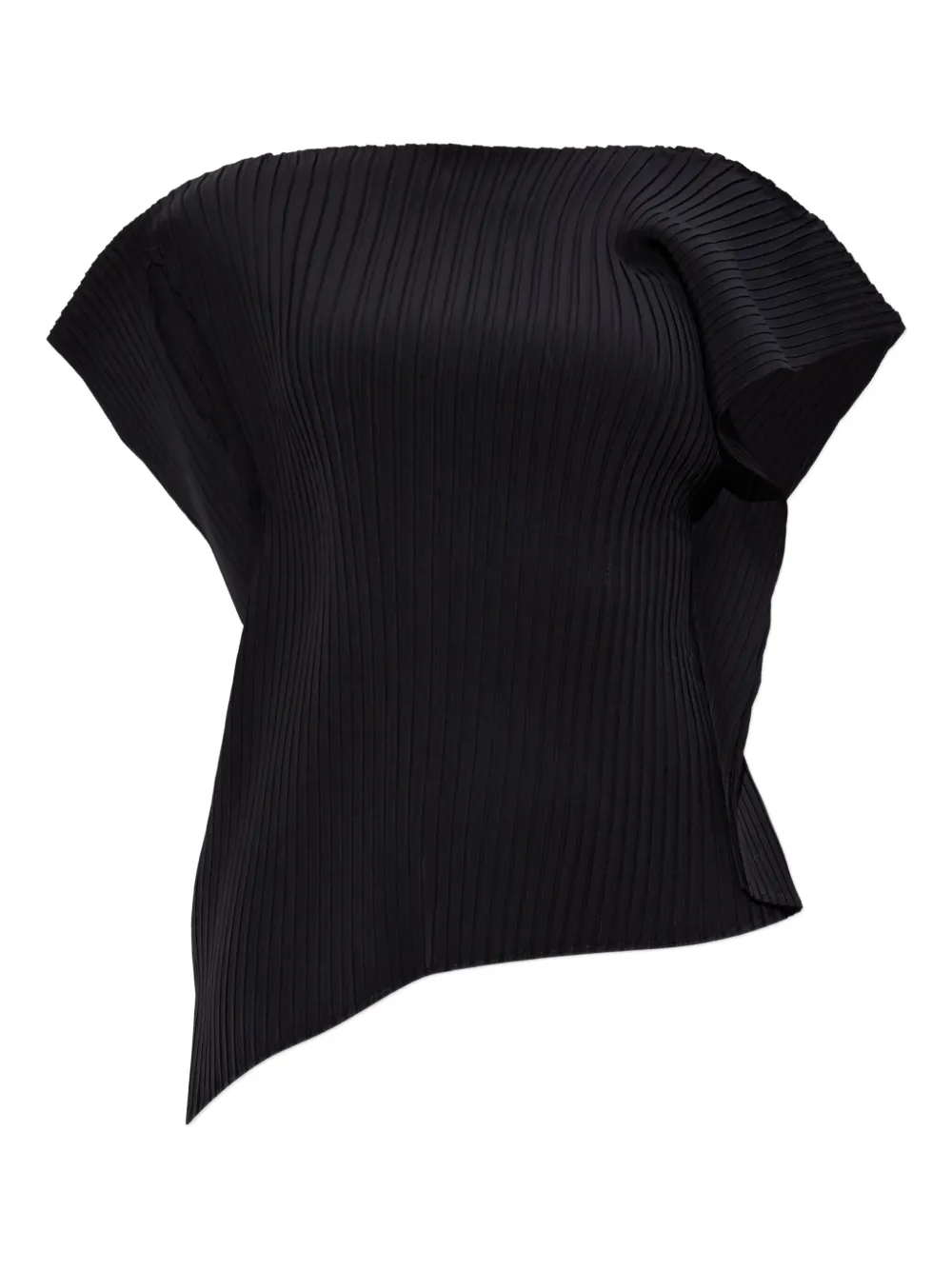 

Плиссированный топ с открытыми плечами Issey Miyake, черный