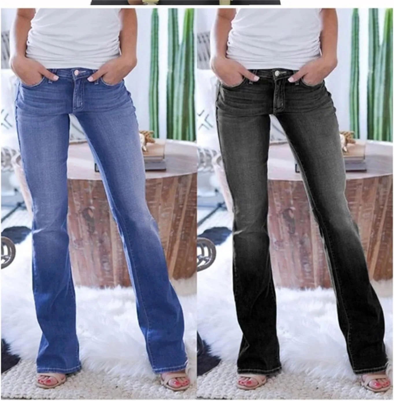 Женские джинсы Flare Stretch High Rise Bootcut, высокие с зауженным силуэтом — фото 2