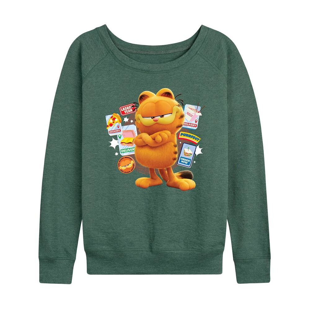 

Женский легкий свитшот из френч-терри The Garfield Movie Snack Icons Licensed Character, цвет Heather Green