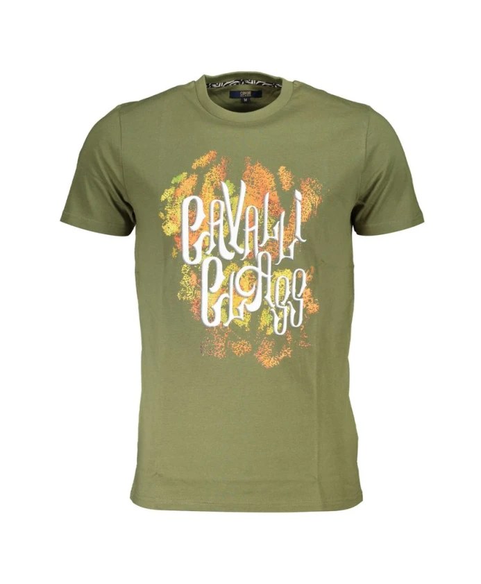 

Зеленая хлопковая мужская футболка Cavalli Class, зеленый