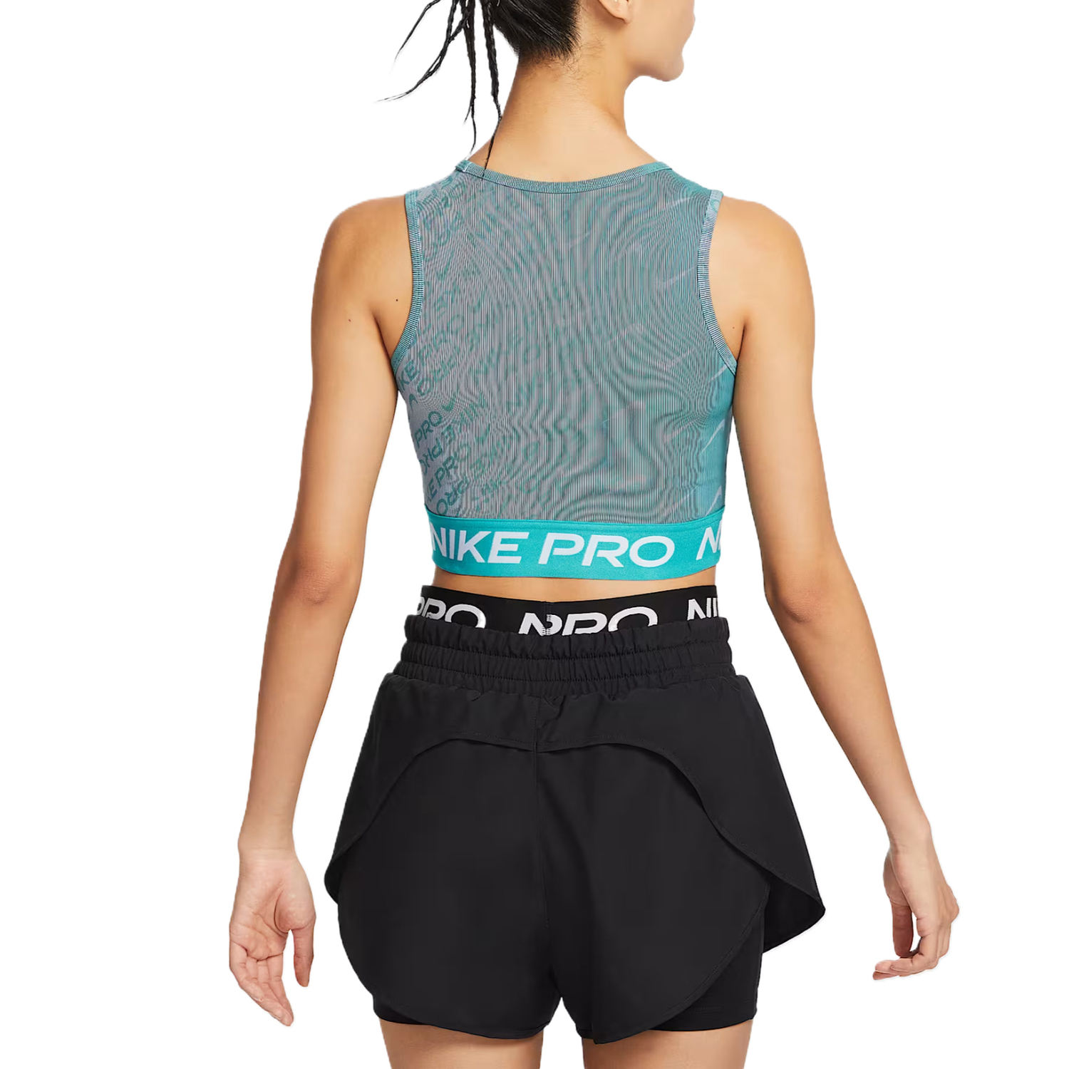 Женская майка Dri Fit Sport цвета cactus green/smoke blue/white Nike, зеленый/синий/белый — фото 2
