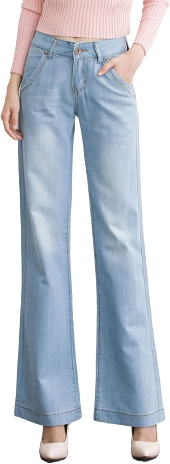 

Женские джинсы Bell Bottoms с высокой посадкой, свободного кроя и потертостями Itemnew