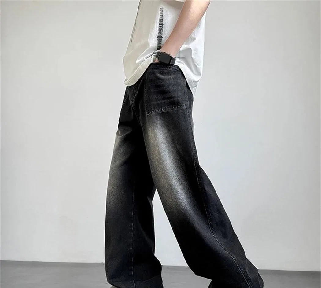 Джинсы прямые широкие Vintage Washed, джинсовая ткань, 3 — фото 4