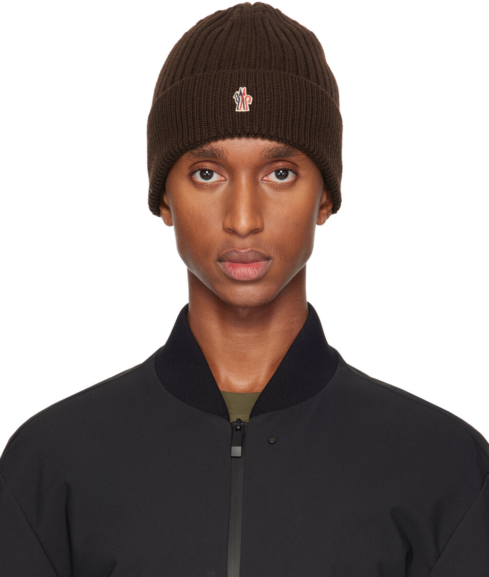 

Шапка из шерстяной вязки в рубчик Moncler Grenoble, коричневый