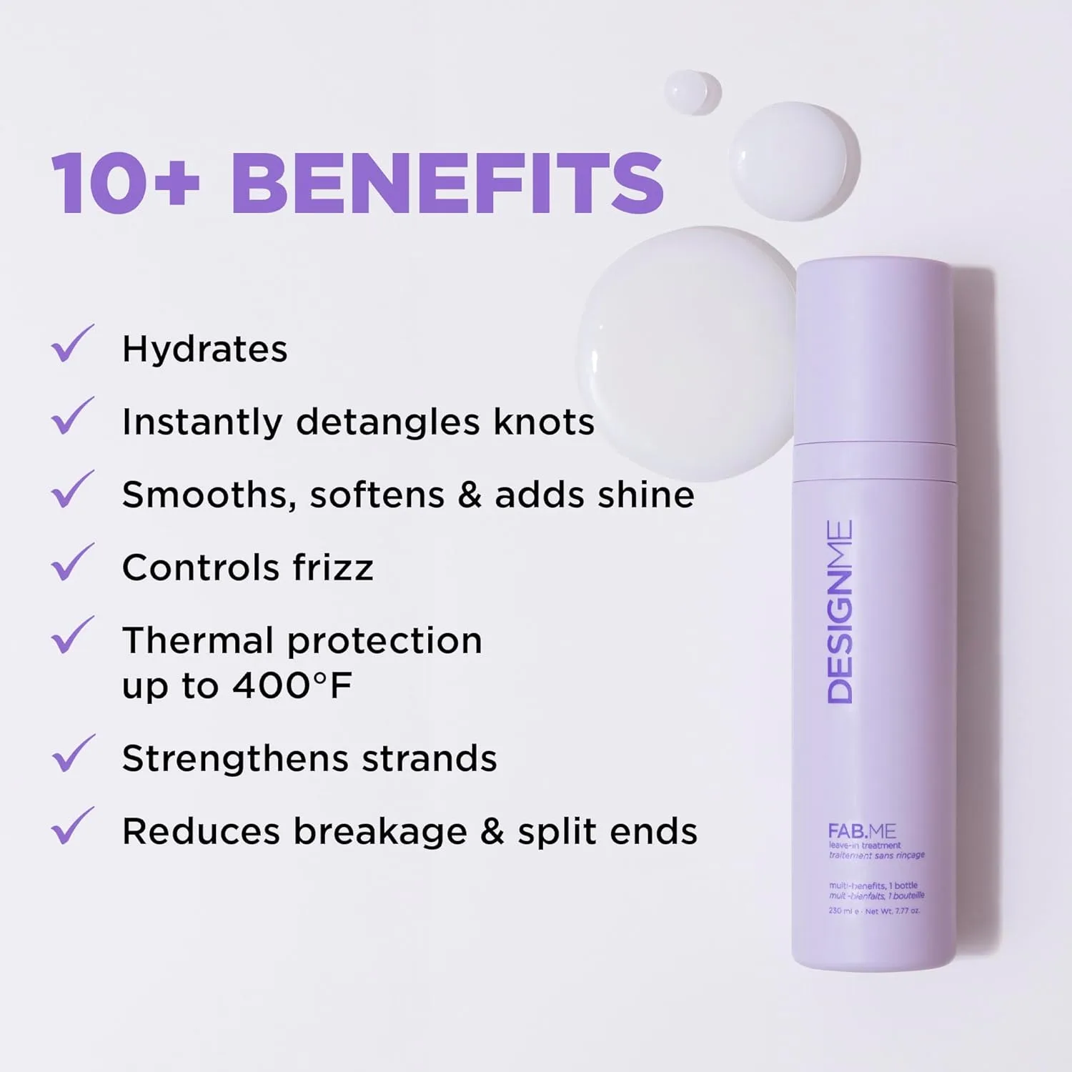GLOSS.ME Hair Oil и FAB.ME Leave-In Conditioner от DESIGNME | Устраняет спутывание, контролирует пушистость, придает блеск и увлажнение | Защита от тепла и ультрафиолета | Набор для окрашенных волос всех типов Design.Me — фото 4