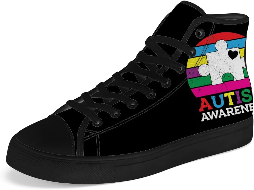 

Кеды Chebing для детей с аутизмом, унисекс, высокие, на шнуровке, из текстиля, черный