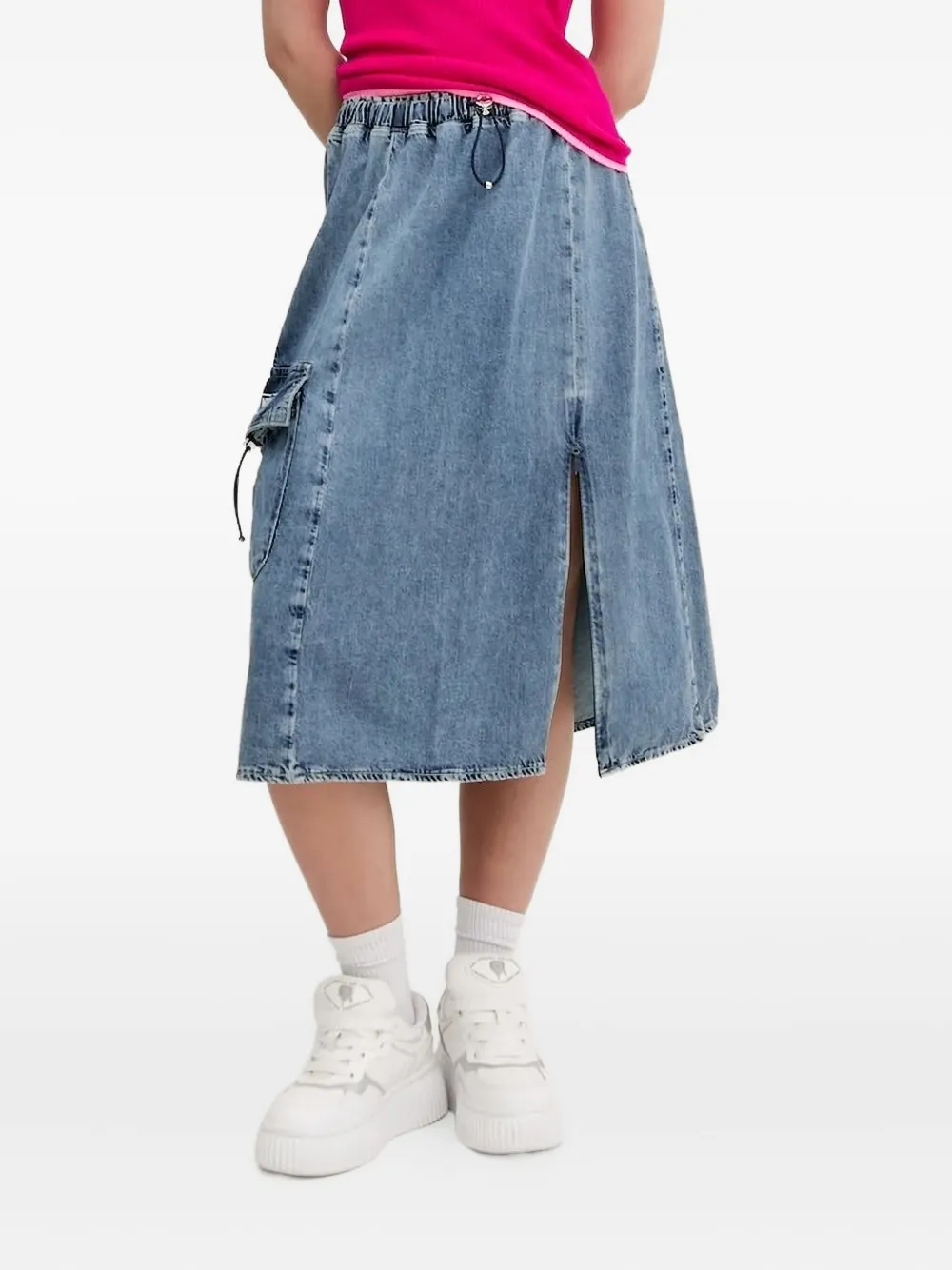

Юбка миди из денима с карманом на завязке MOSCHINO JEANS, синий